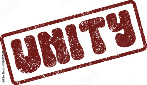 Reddish brown grunge Unity word stamp effect graphic design element