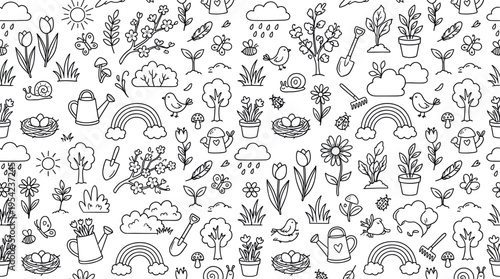 Fresh spring nature awakening concept focused on seasonal renewal, blooming landscapes, and light outdoor representing growth and new beginnings. Objects of flower,