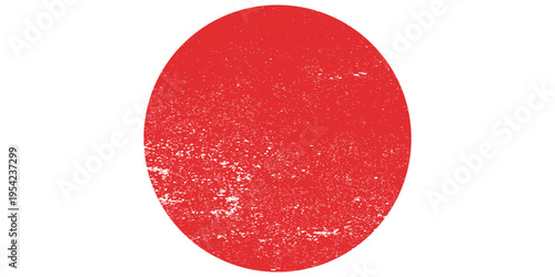 Japanese flag symbol of rising sun. Red circle in grunge style on white background.Vector illustration art project