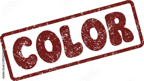 Distressed red rubber stamp with the word COLOR for creative and vibrant visual projects