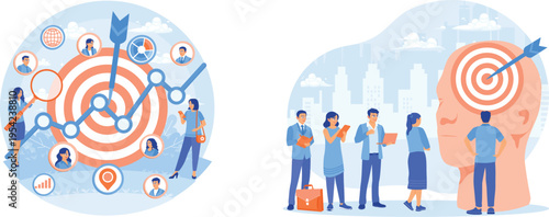 Business people aiming for targets