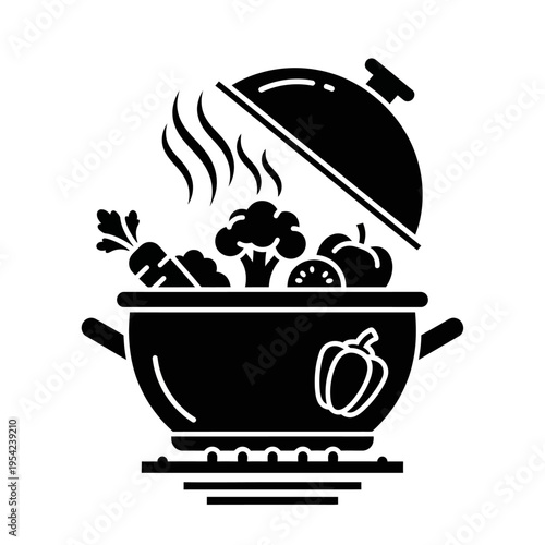 Culinary delights A steaming pot overflowing with fresh vegetables, symbolizing healthy cooking and wholesome ingredients