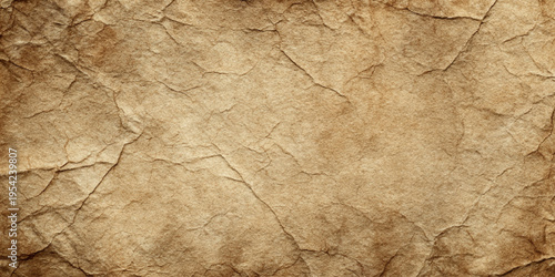 Vintage brown grunge crumpled paper texture background with wrinkled rough surface and aged antique parchment design.
