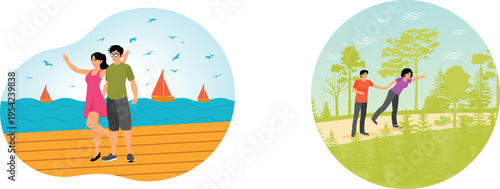 Couples enjoying outdoor activities together