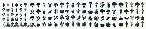 Vegetables Silhouette Icons Vector Illustration Collection