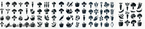 Vegetables Silhouette Icons Vector Illustration Collection