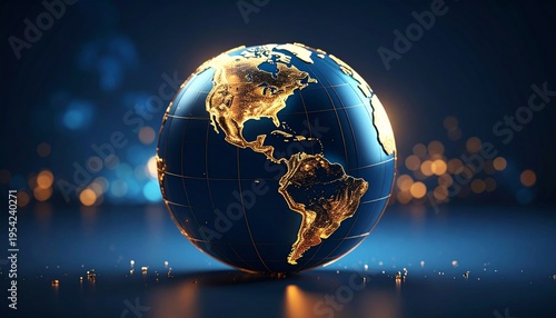 Striking Global Representation: A Shimmering Earth with Technological Accents