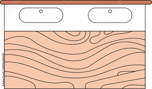 A wooden drawer with two handles on top