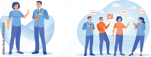 A group of people are talking to each other