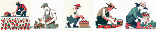 Vector Illustration of Farmer Harvesting Apples