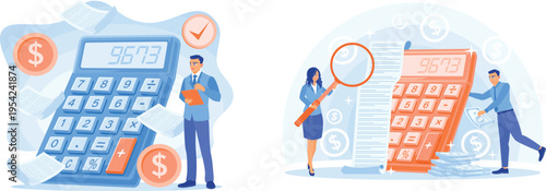 Business people working with calculators and money