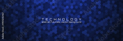 Abstract hexagon background. Futuristic technology texture with blue honeycomb mesh pattern. Modern digital science, engineering, network or business design. Vector Illustration.