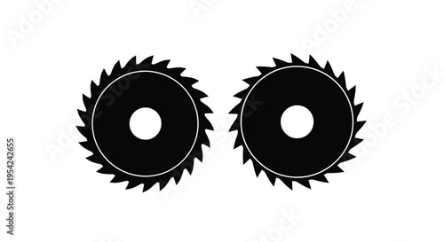 Two black circular saw blades against a white background