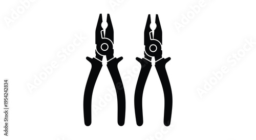 Two pairs of pliers depicted in a simple black and white illustration