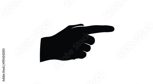 A black silhouette of a hand pointing to the right