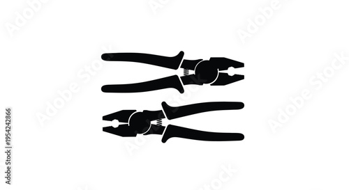 Black silhouette of combination pliers on a white background