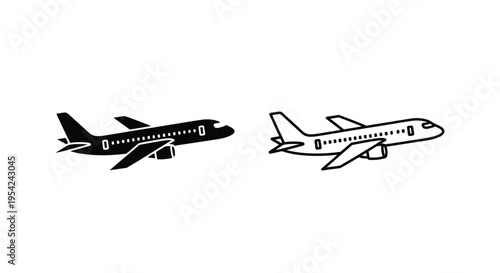 Two black and white airplane illustrations in side profile differing in detail