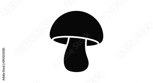 Simple black and white illustration of a mushroom shape on a white background
