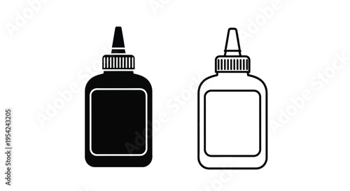 Two super glue bottles one filled and one empty in black and white