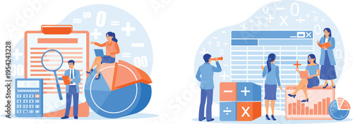 Business people working with statistics and math