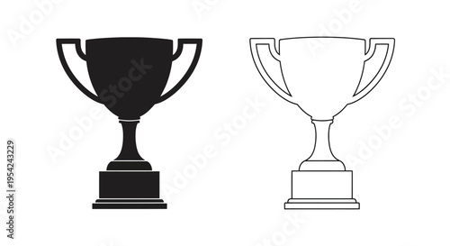 Two trophy silhouettes one black and one white side by side