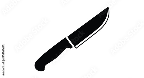 Simple black silhouette of a kitchen knife on a white background