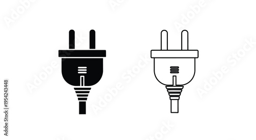 Two electrical plugs displayed in contrasting black and white designs