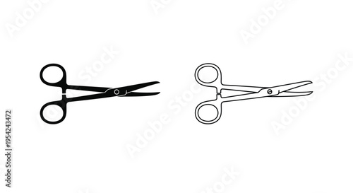 Two depictions of surgical forceps one open and one closed