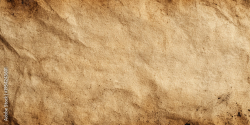 Vintage brown grunge crumpled paper texture background with wrinkled rough surface and aged antique parchment design.