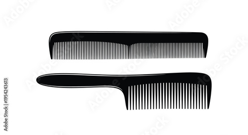 Two black combs displayed against a plain white background
