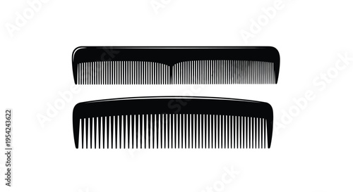Two black combs displayed on a white background facing different directions