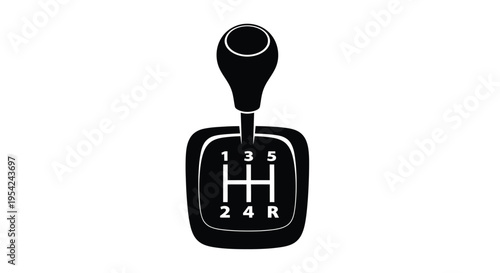 Black and white illustration of a five speed manual transmission gear shift knob