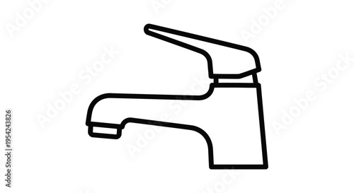 Simple black and white line drawing of a modern faucet design