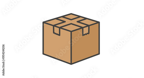 Brown Cardboard Parcel Delivery Box.