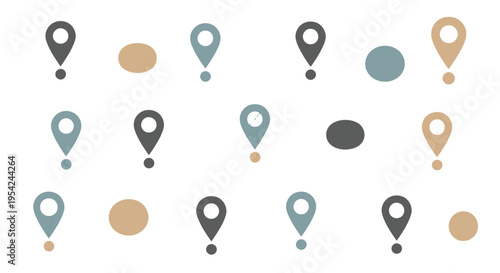 Colorful map markers and pins.