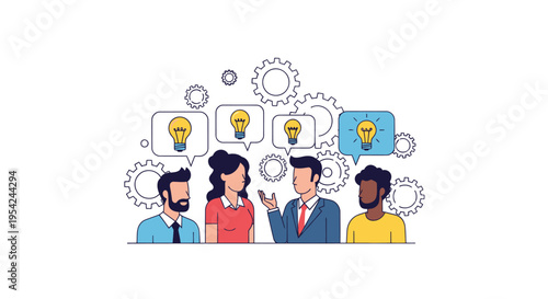 Diverse group of business people thinking.