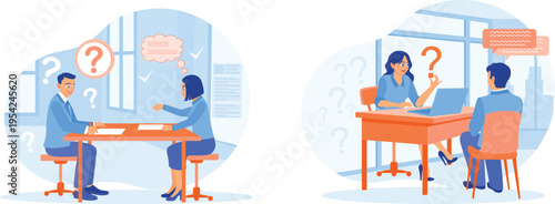 Professionals discussing and seeking clarification in meetings