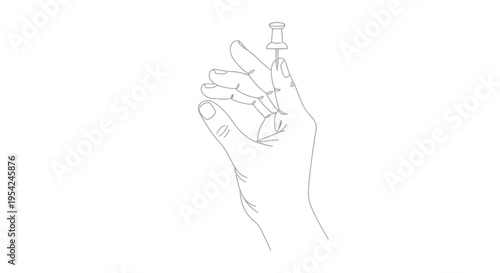 Hand Holding Small Glass Bottle.