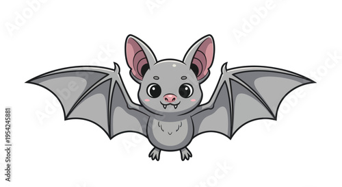 Cute cartoon flying mammal bat creature.