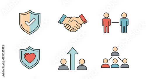 Business Partnership and Teamwork Icons.