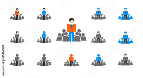 Businessman standing on a crowd.