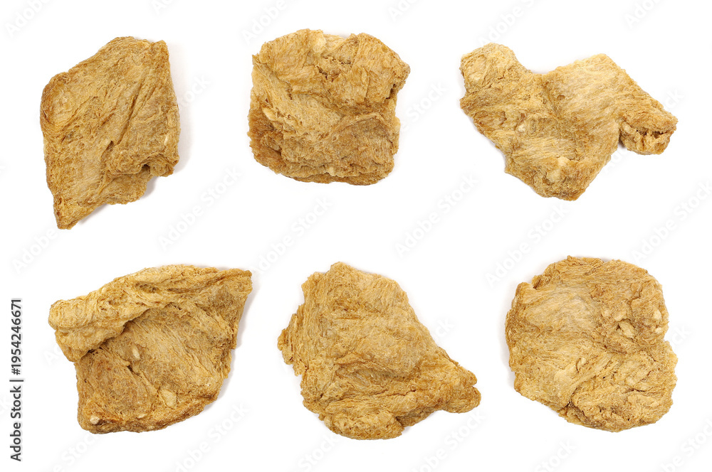 Fototapeta premium Set soybean slices isolated on white background, top view