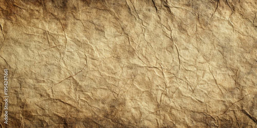 Vintage brown grunge crumpled paper texture background with wrinkled rough surface and aged antique parchment design.