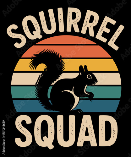 Retro Vintage Squirrel Squad