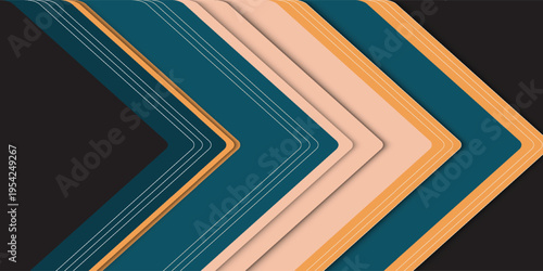 Minimal Black and White Background with Arrow Pointing Right. Striped Transition from Black to White Abstract Strict Lines. Simple Pattern. Vector Illustration.