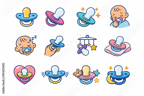 Vector suck image silicone rounded aid generation self icon comfort infant soothe