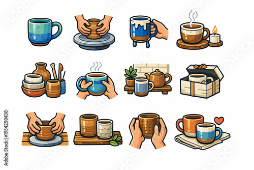 Curve tableware pottery vector thoughtful handmade icon kitchen craft drinkware cue