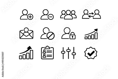 Audience verified simple icon symbol minus plus analytics group generation image vector