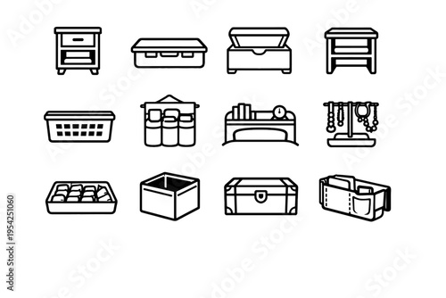 Vector simple bedside clothing image box caddy drawer cube generation blanket icon