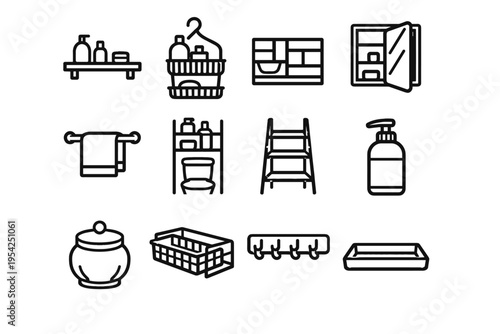 Sink cotton towel under image wall shelf vanity icon bathroom generation vector